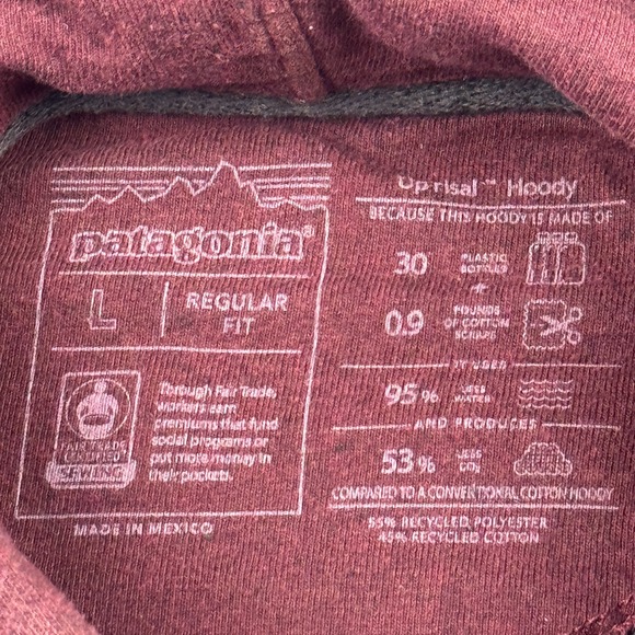 Patagonia Hoodie Mens Large Maroon P-6 Logo Uprisal Hoody Graphic Pullover 39622 - Picture 3 of 11